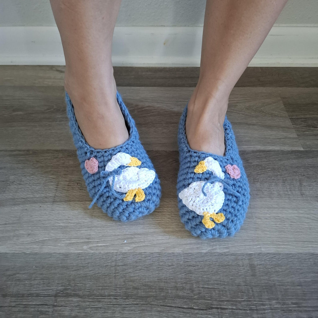 Country Goose Crochet Adult Size Slippers Digital Download PDF Pattern