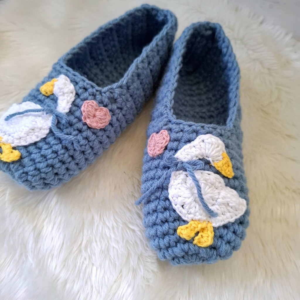 Country Goose Crochet Adult Size Slippers Digital Download PDF Pattern