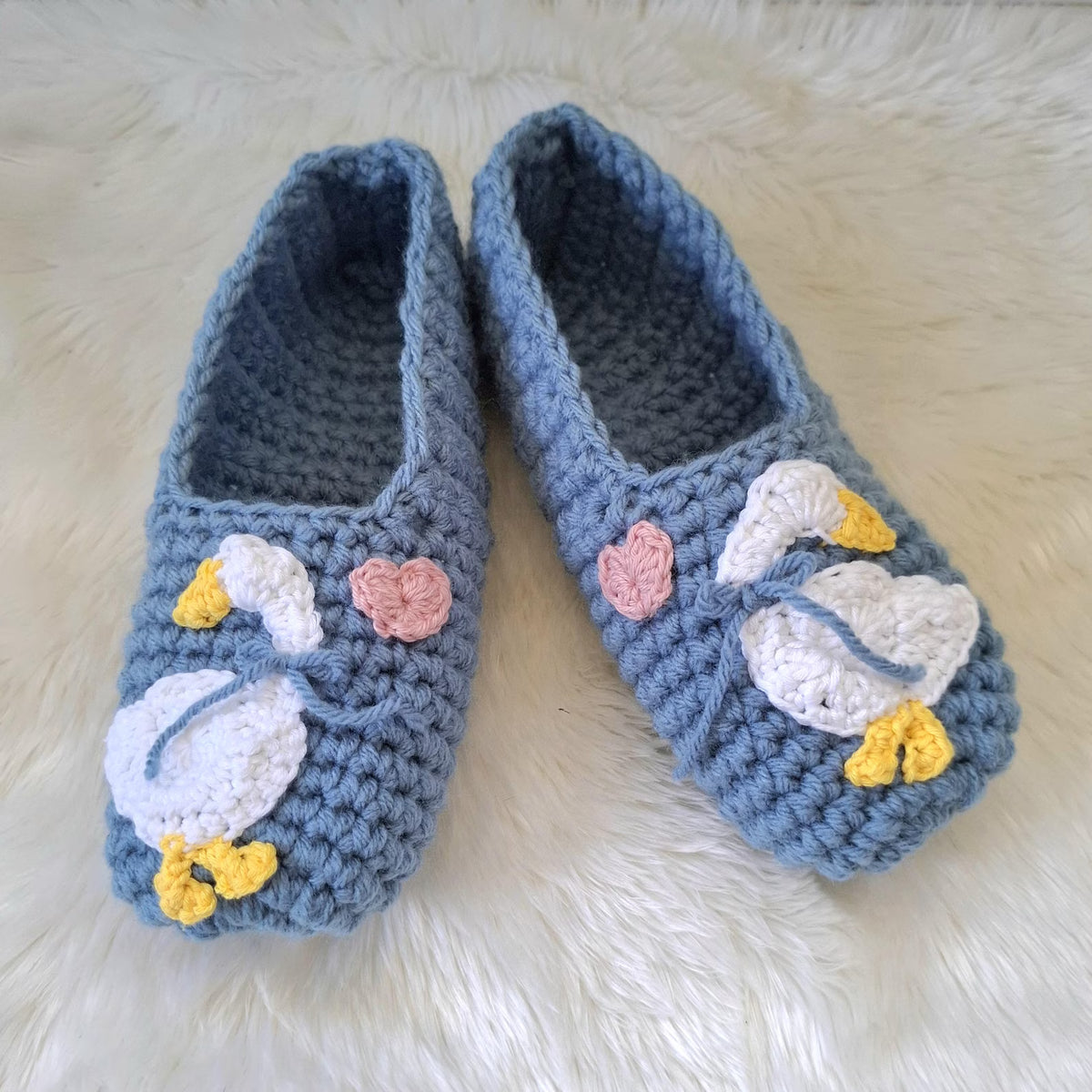 Country Goose Crochet Adult Size Slippers Digital Download PDF Pattern