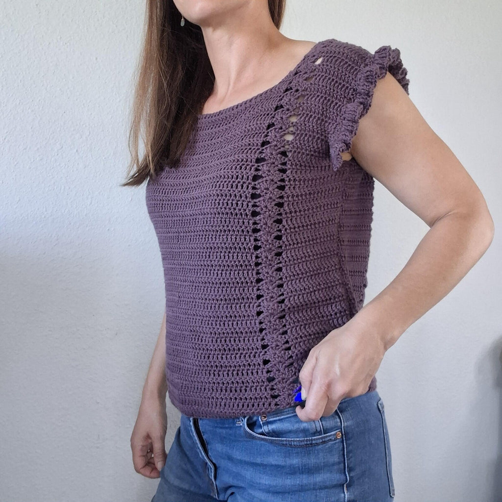 Dainty Bess Crochet Tank Top- Digital Crochet Pattern, Crochet Vest with Ruffles