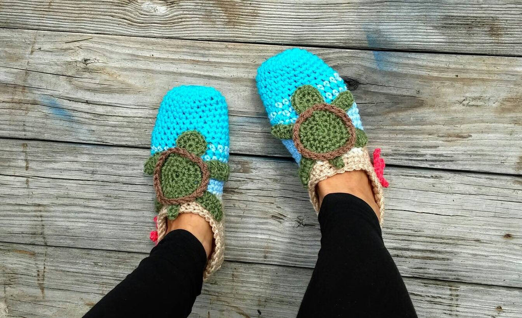 Crochet Sea Turtle Slipper Pattern, Women's Sizes (PDF Pattern)