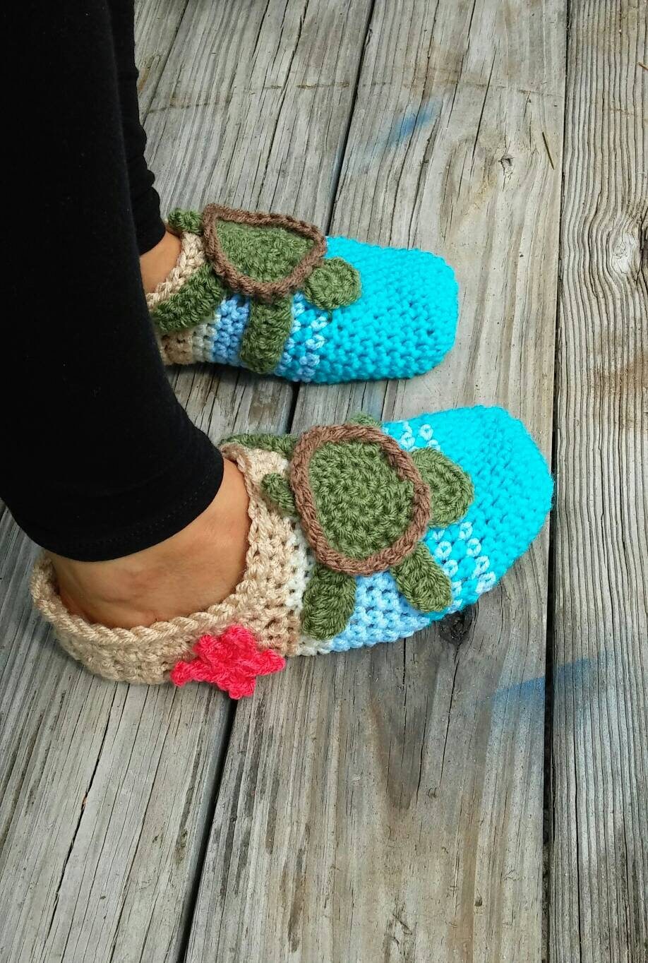 Crochet Sea Turtle Slipper Pattern, Women's Sizes (PDF Pattern)