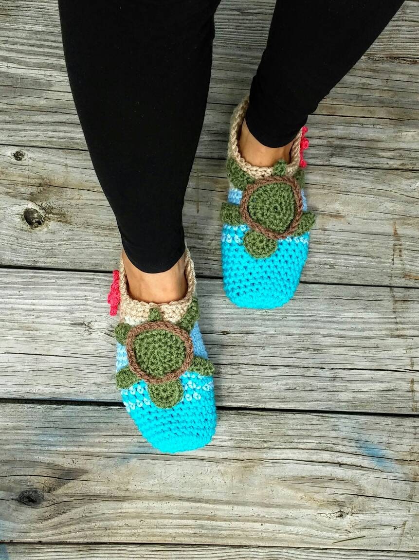 Crochet Sea Turtle Slipper Pattern, Women's Sizes (PDF Pattern)