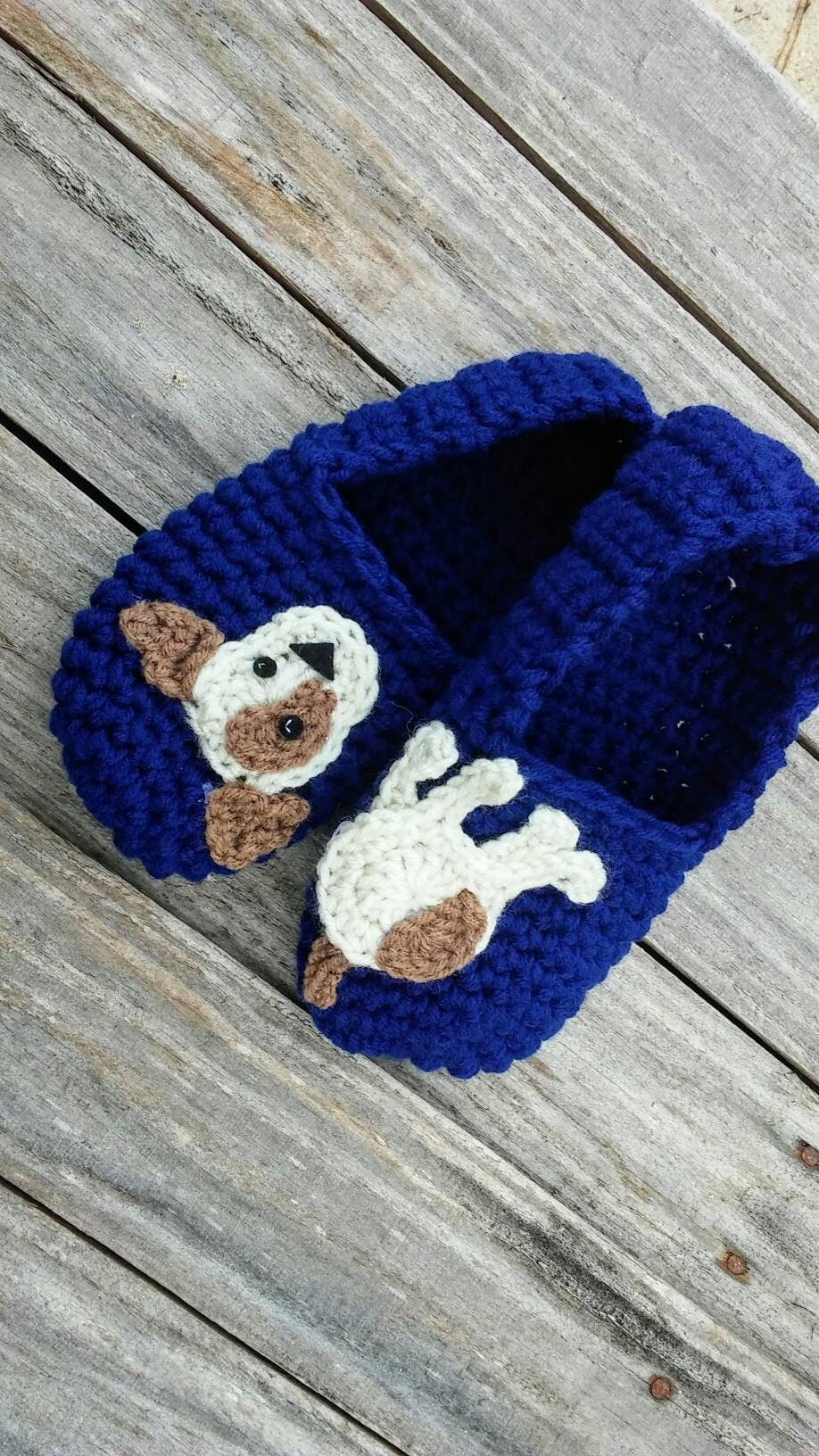Crochet Slipper Pattern, Dog Applique, US Women Size 5-12 (PDF Pattern)