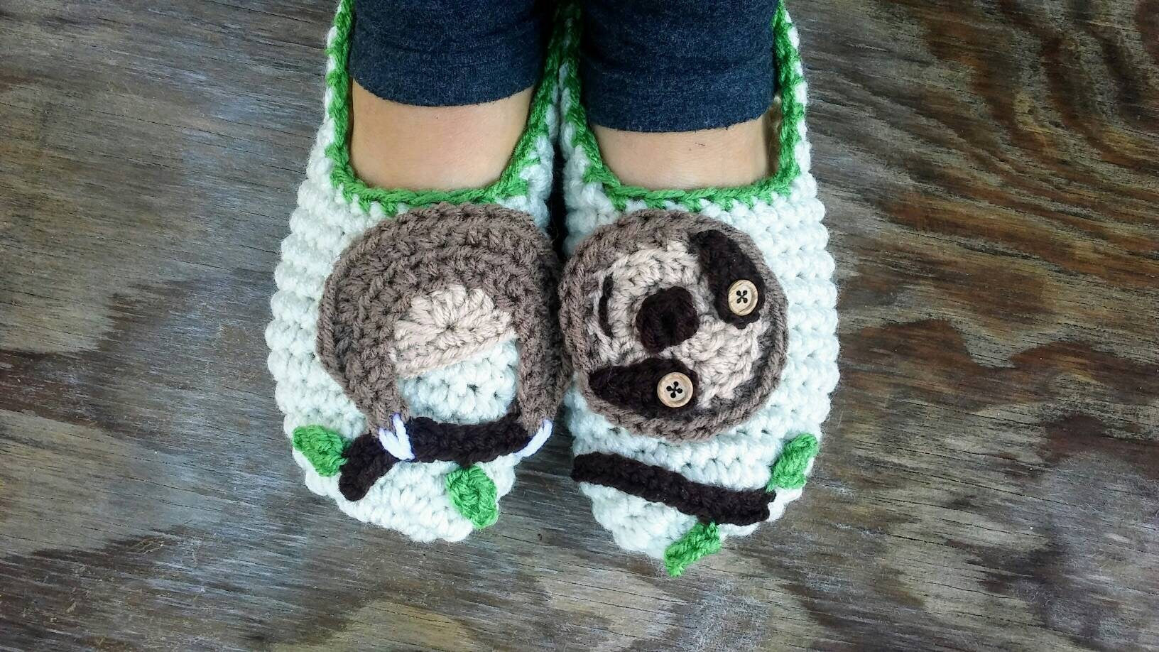 Sloth Crochet Slippers Pattern, Easy Women's Slipper (PDF Pattern)