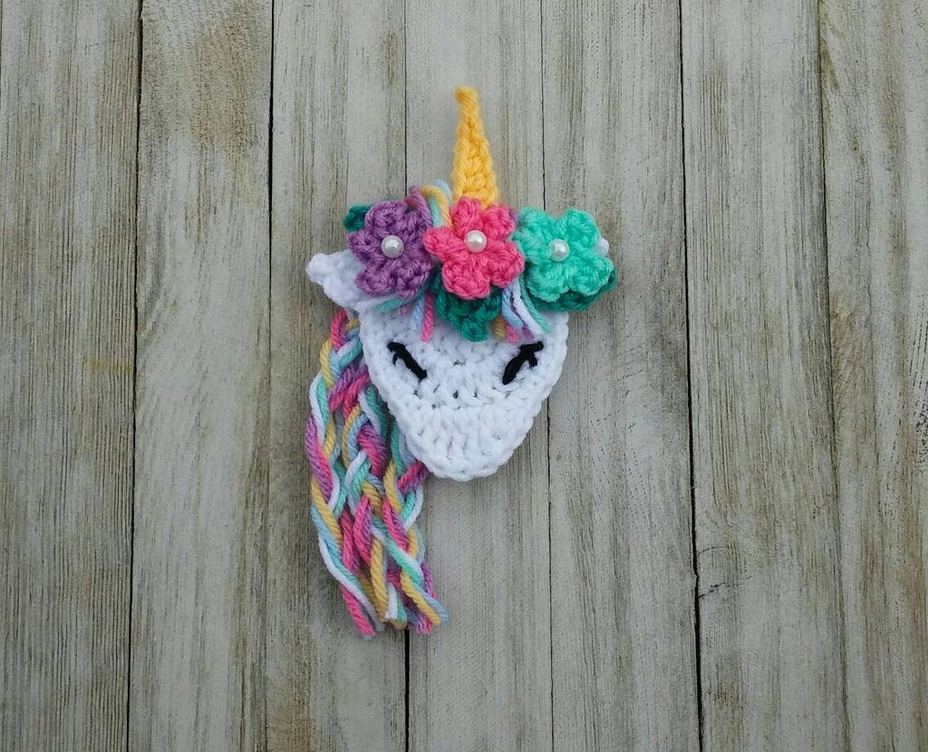 Unicorn Applique Crochet Pattern, Flower Headband (PDF Pattern)