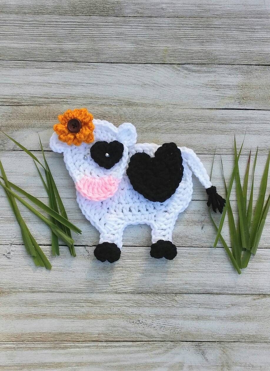 Bella Cow Applique Crochet Pattern, Farm Decoration (PDF Pattern)