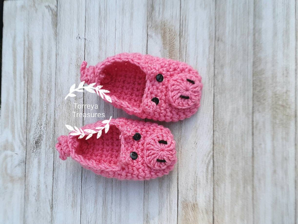 Crochet Pig Slippers Pattern, Easy Kids Slipper (PDF Pattern)