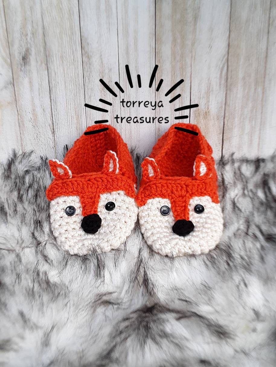 Fox Crochet Slippers Pattern, Toddler & Youth Sizes (PDF Pattern)