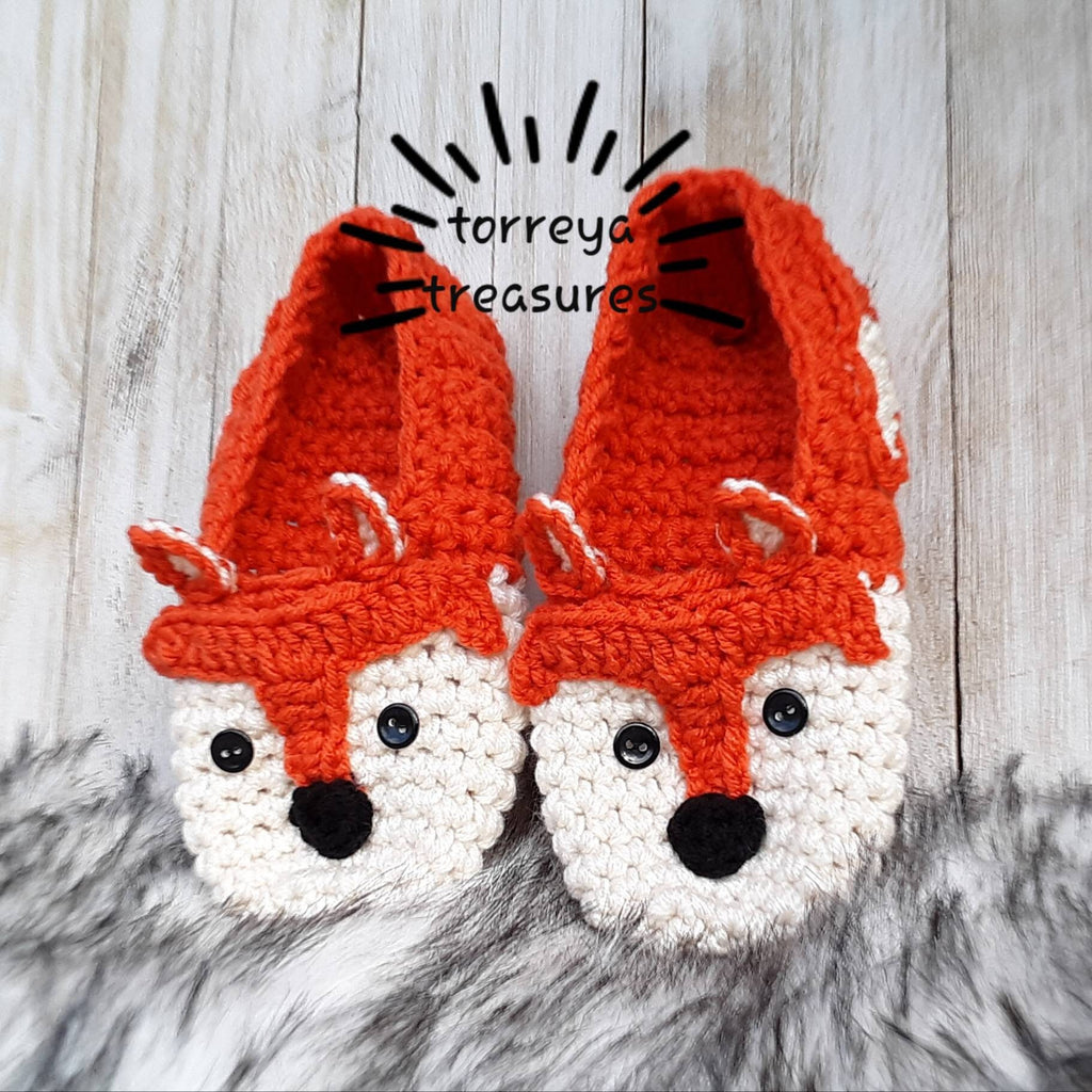Fox Crochet Slippers Pattern, Toddler & Youth Sizes (PDF Pattern)