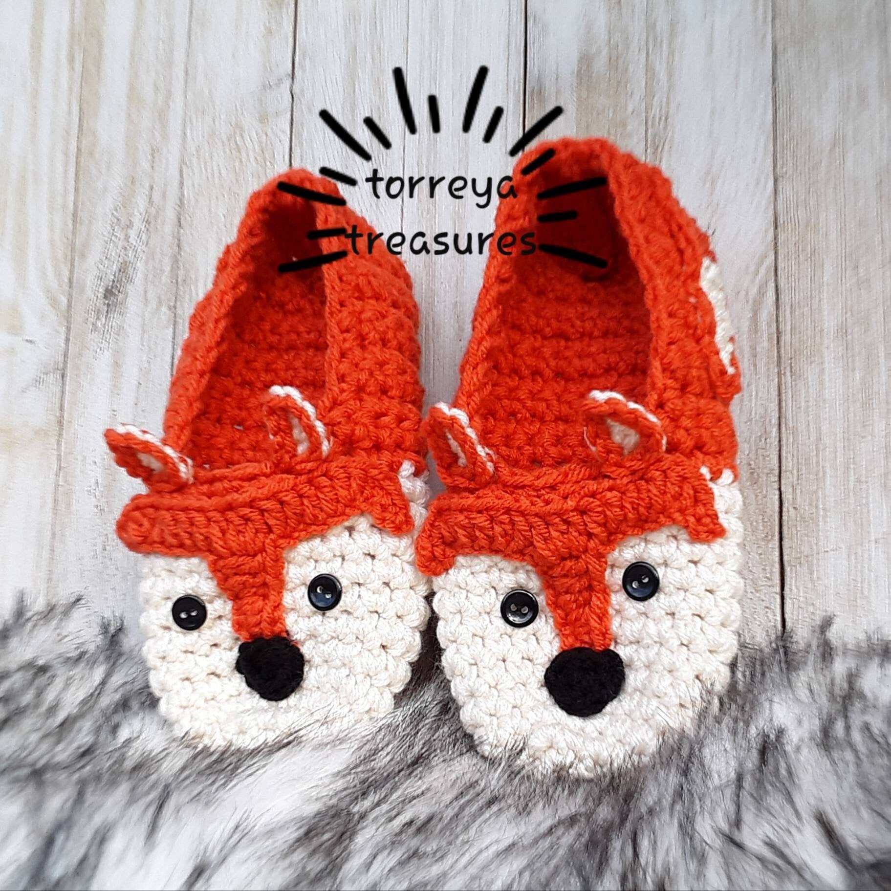 Fox Crochet Slippers Pattern, Toddler & Youth Sizes (PDF Pattern)