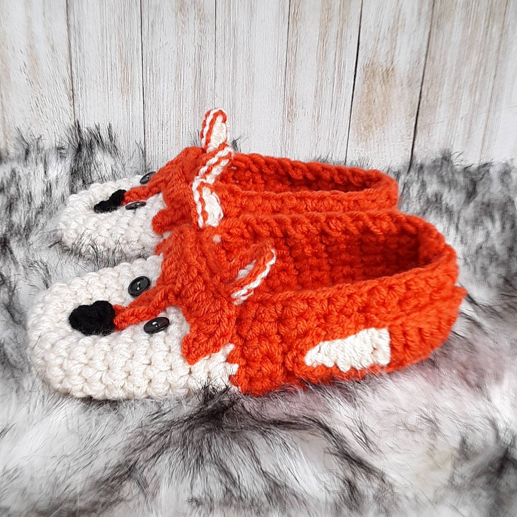 Fox Crochet Slippers Pattern, Toddler & Youth Sizes (PDF Pattern)