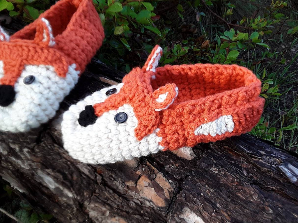 Fox Crochet Slippers Pattern, Toddler & Youth Sizes (PDF Pattern)