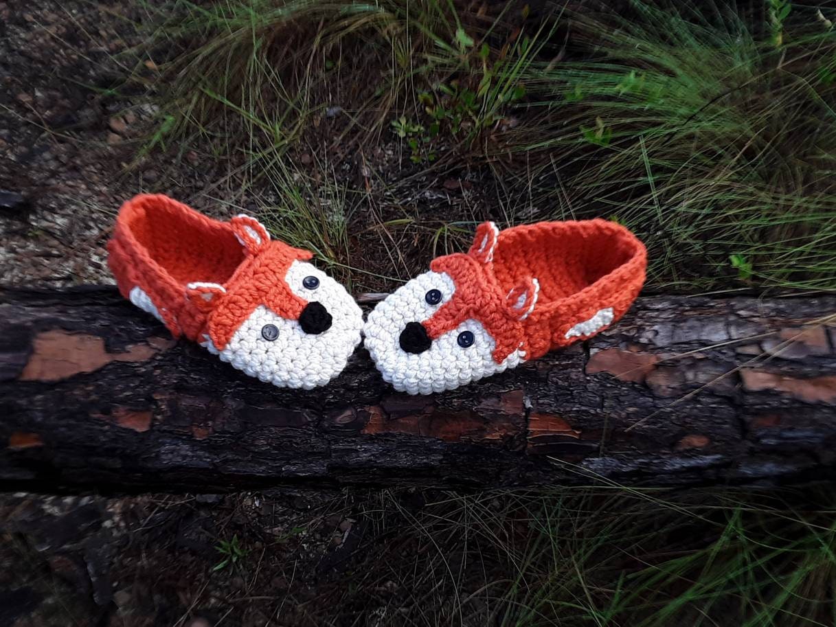 Fox Crochet Slippers Pattern, Toddler & Youth Sizes (PDF Pattern)