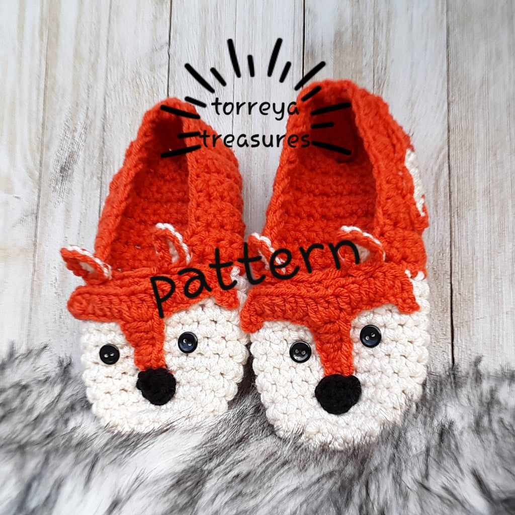 Fox Crochet Slippers Pattern, Toddler & Youth Sizes (PDF Pattern)