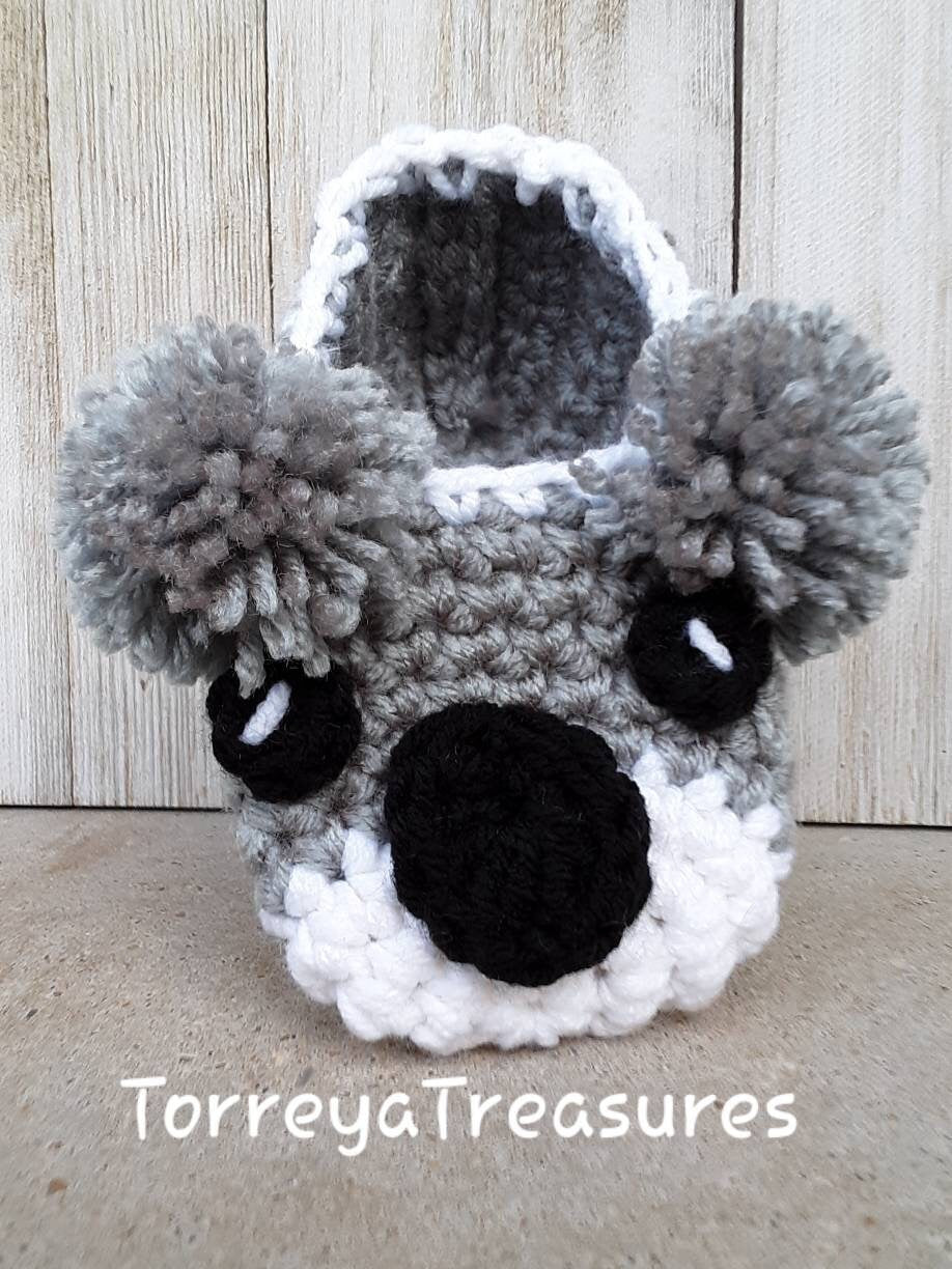 Crochet Koala Slippers Pattern, Toddler & Youth Sizes (PDF Pattern)