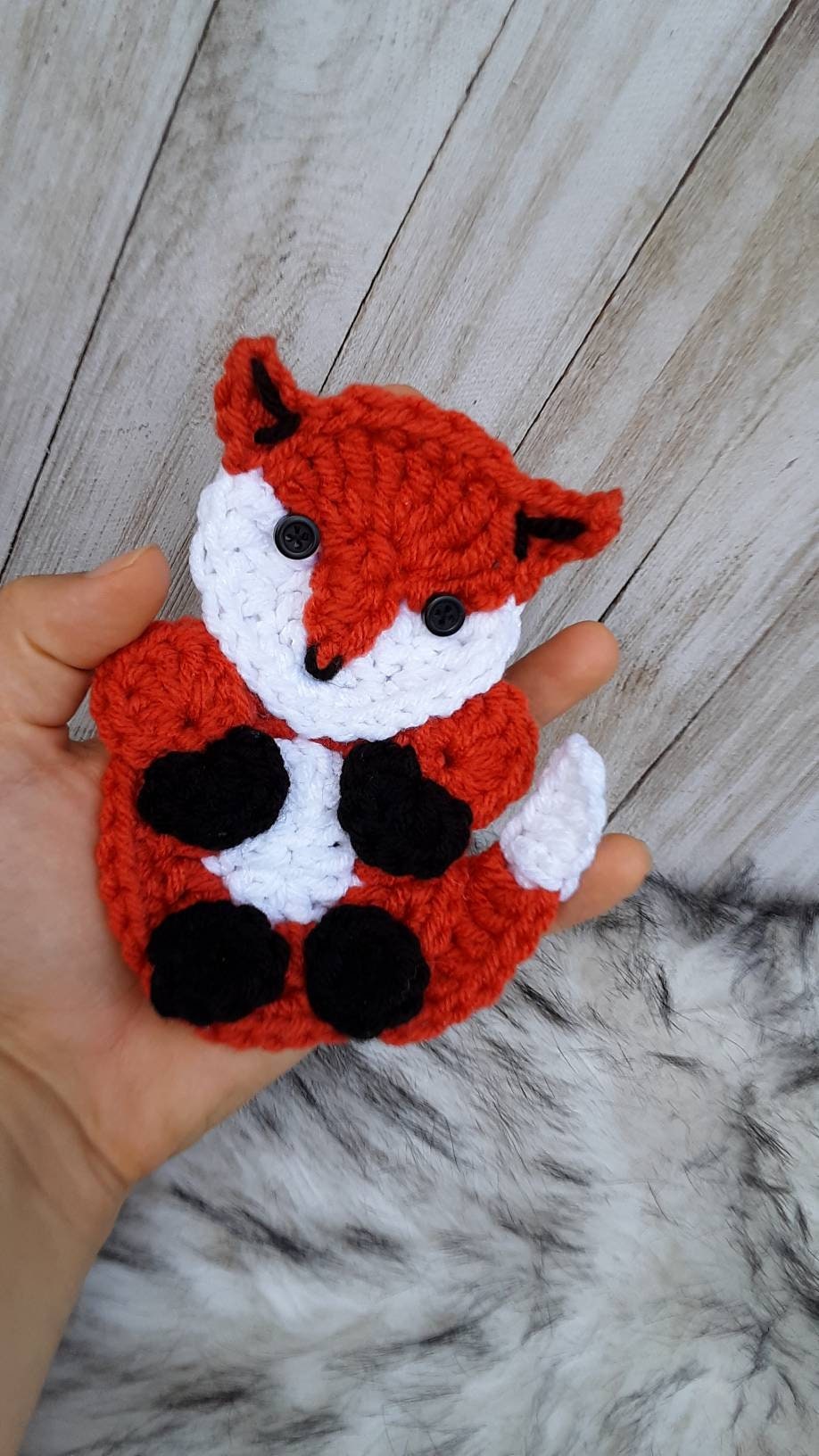 Crochet Fox Applique Pattern, Easy Beginner Woodland Animal Design (PDF Pattern)