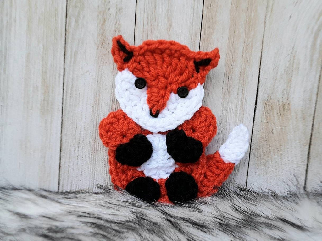 Crochet Fox Applique Pattern, Easy Beginner Woodland Animal Design (PDF Pattern)
