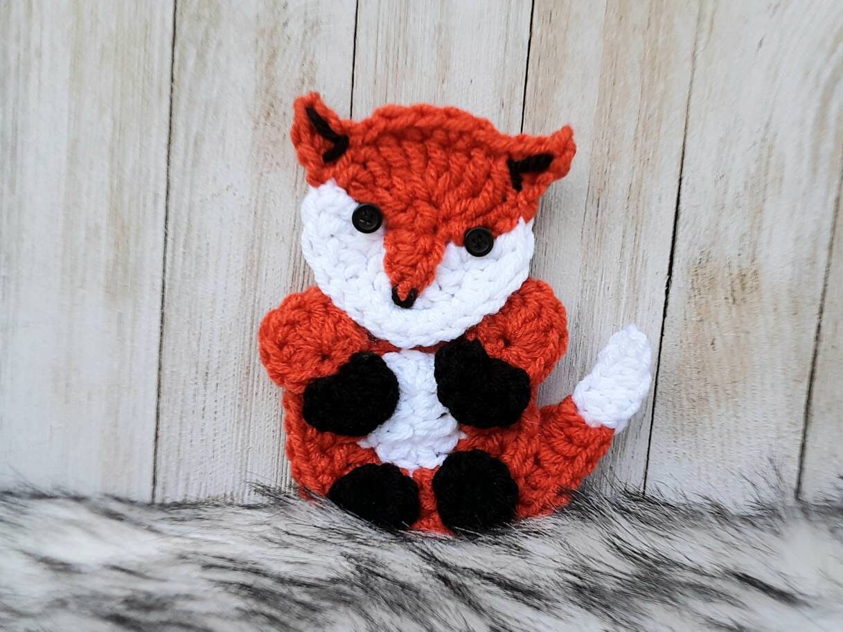 Crochet Fox Applique Pattern, Easy Beginner Woodland Animal Design (PDF Pattern)