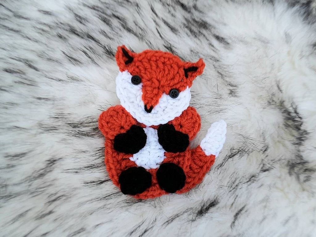 Crochet Fox Applique Pattern, Easy Beginner Woodland Animal Design (PDF Pattern)