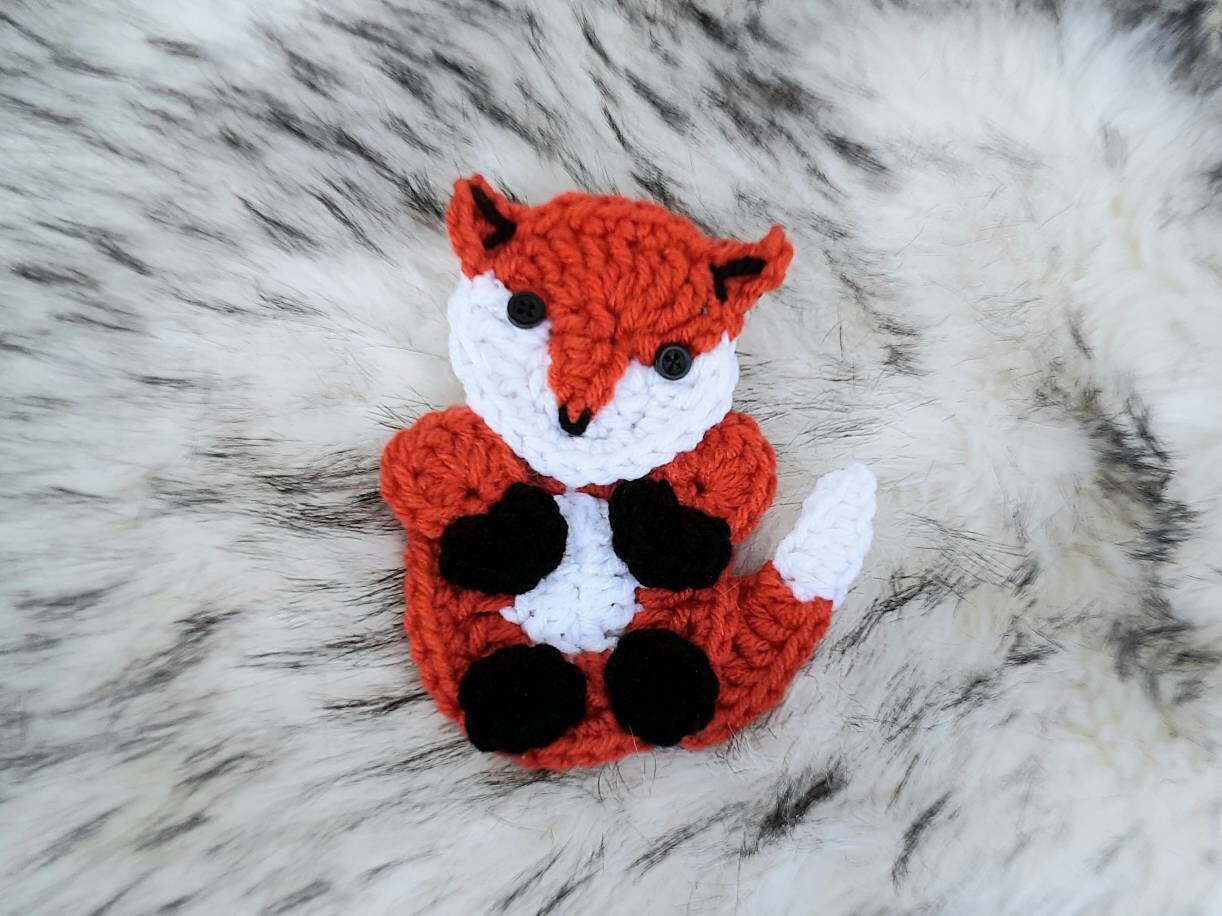 Crochet Fox Applique Pattern, Easy Beginner Woodland Animal Design (PDF Pattern)