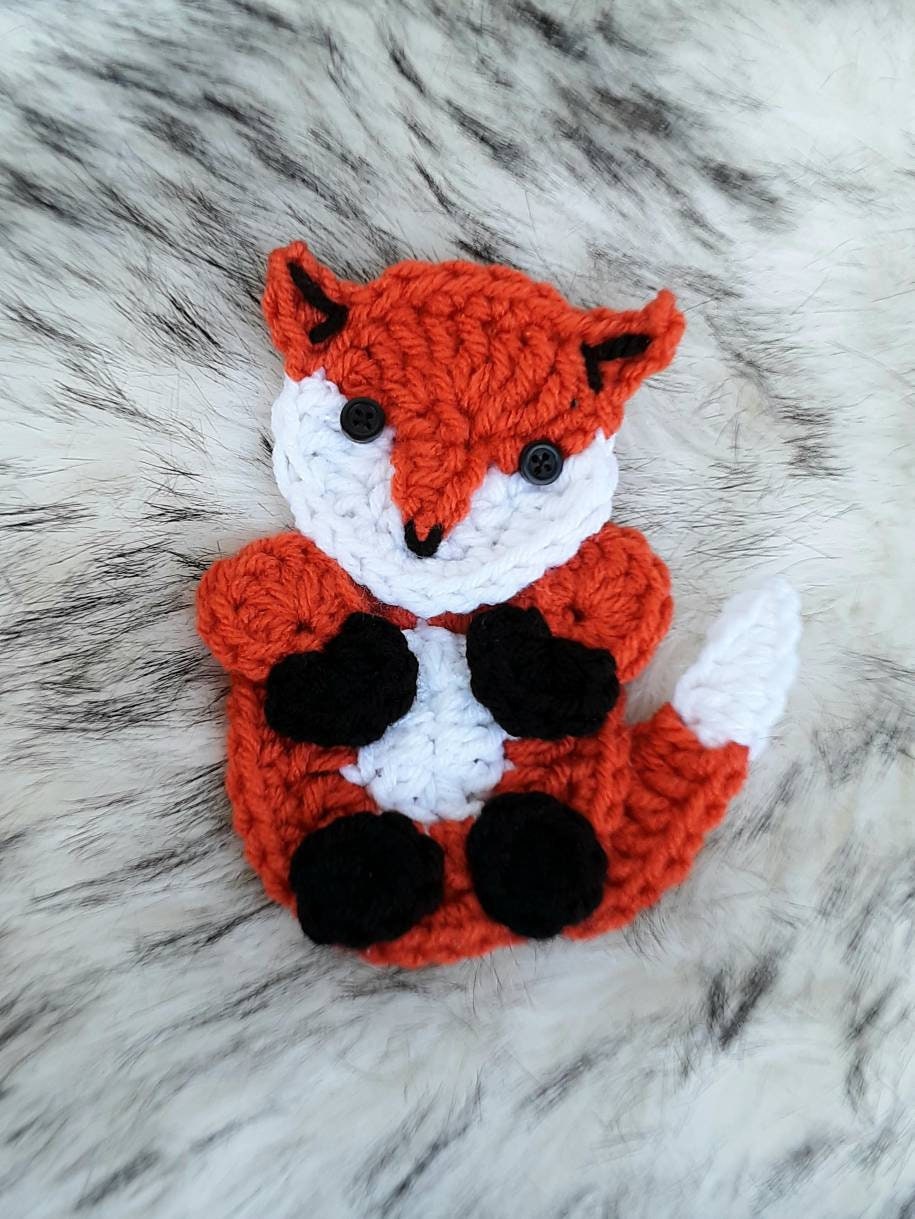Crochet Fox Applique Pattern, Easy Beginner Woodland Animal Design (PDF Pattern)