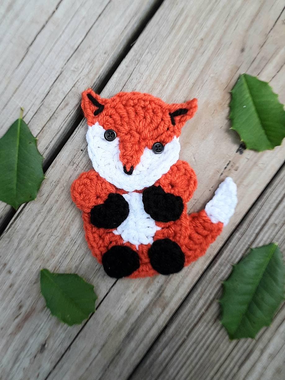 Crochet Fox Applique Pattern, Easy Beginner Woodland Animal Design (PDF Pattern)