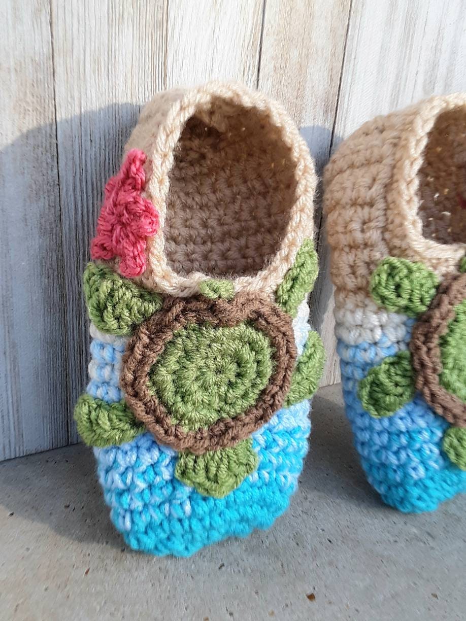 Crochet Sea Turtle Slipper Pattern, Women's Sizes (PDF Pattern)