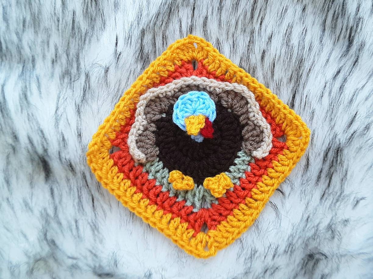 Crochet Thanksgiving Turkey Granny Square Pattern (PDF Pattern)