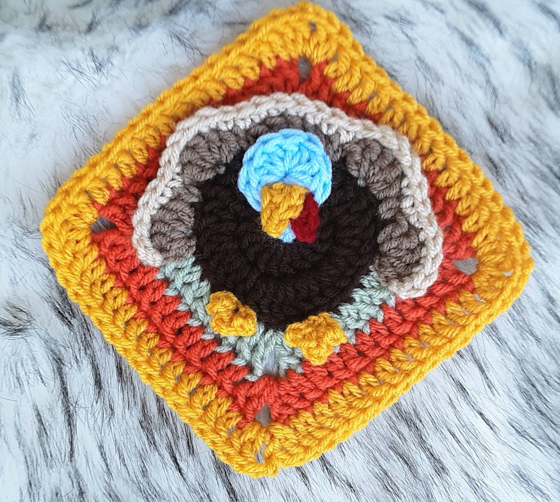 Crochet Thanksgiving Turkey Granny Square Pattern (PDF Pattern)