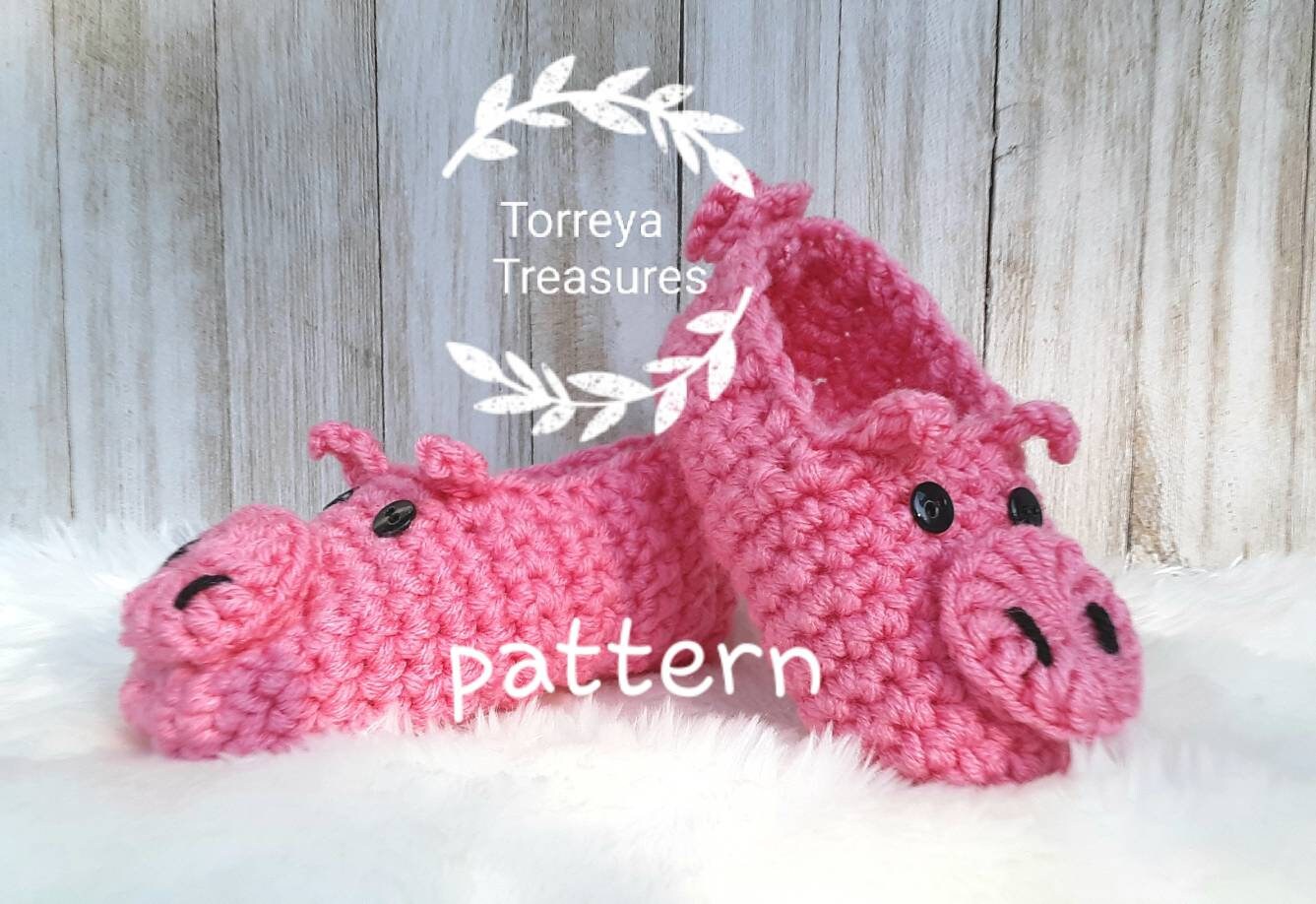 Crochet Pig Slippers Pattern, Easy Kids Slipper (PDF Pattern)