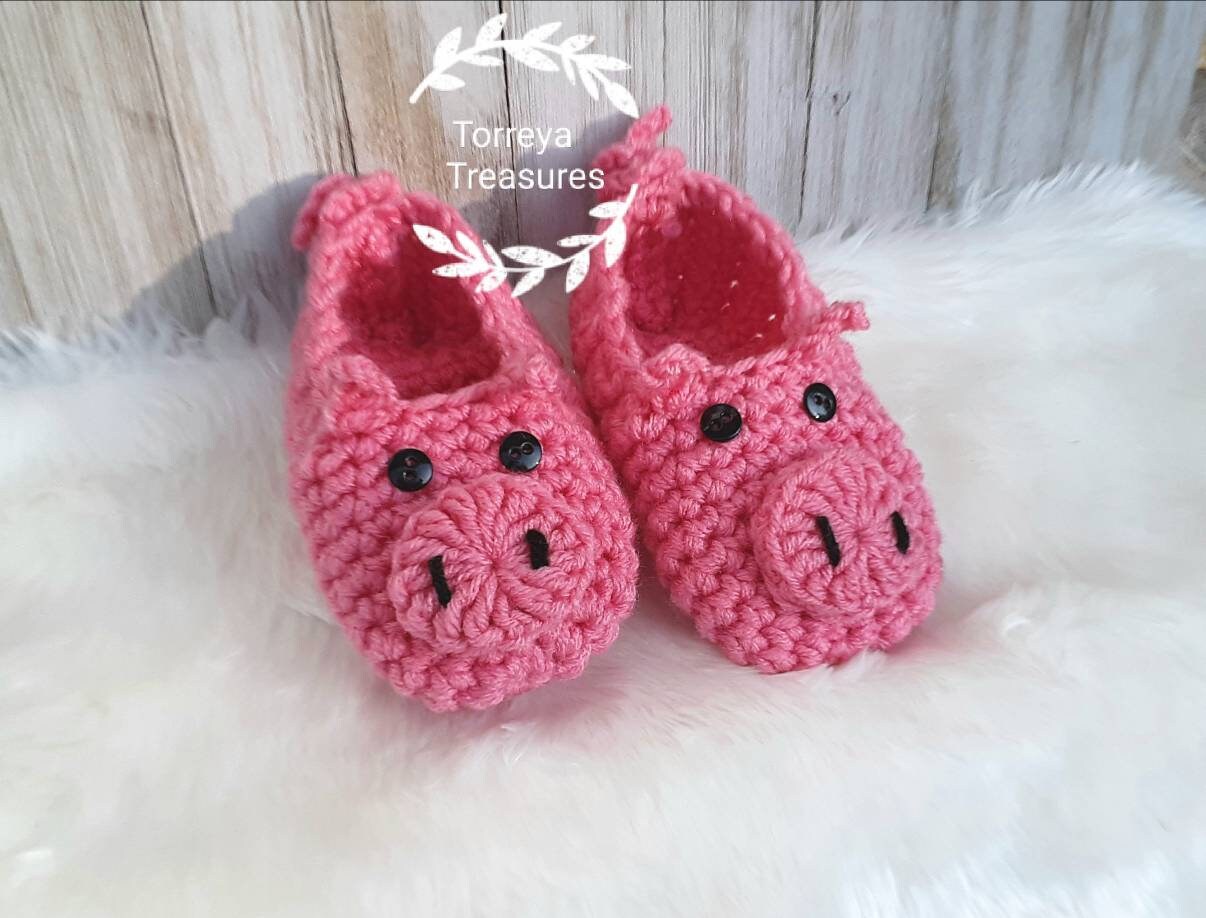 Crochet Pig Slippers Pattern, Easy Kids Slipper (PDF Pattern)