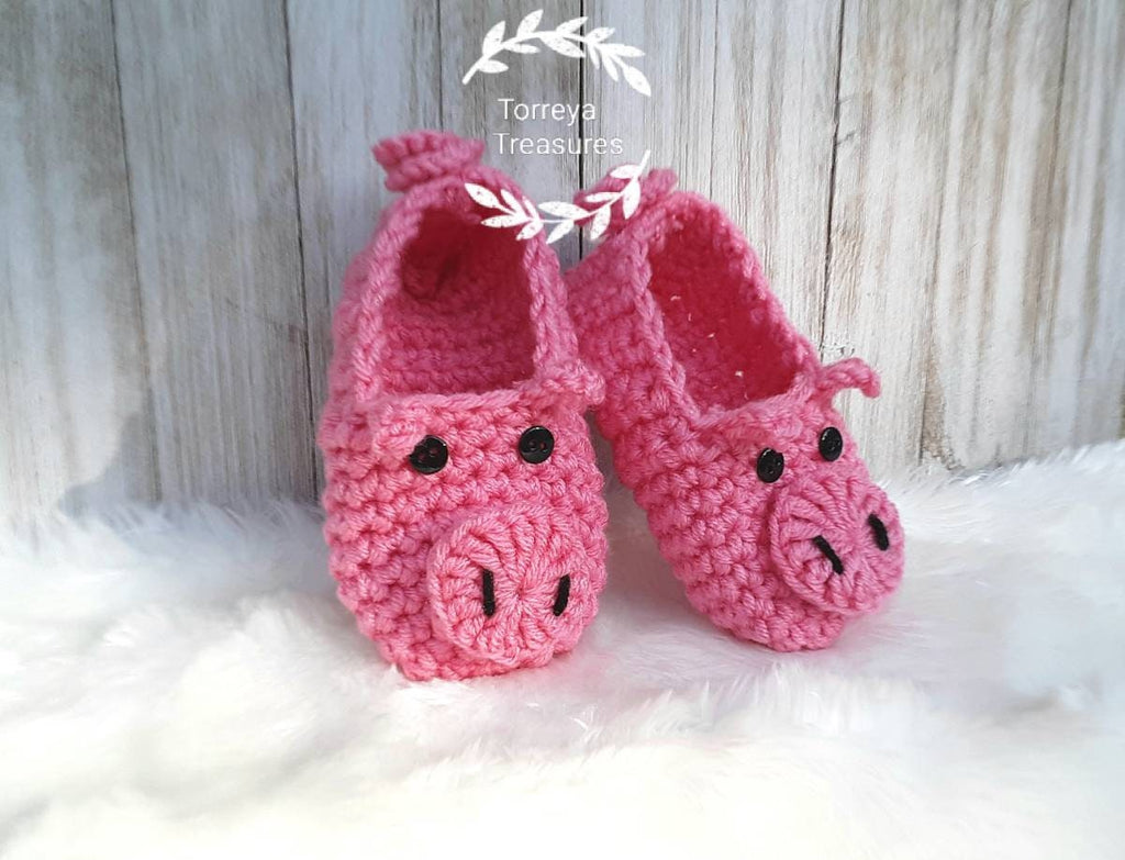 Crochet Pig Slippers Pattern, Easy Kids Slipper (PDF Pattern)