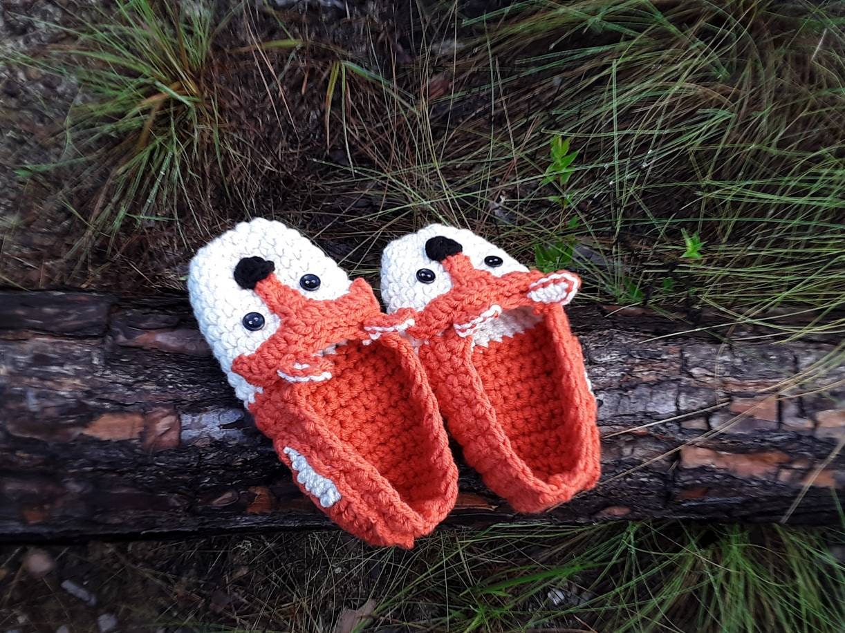Fox Crochet Slippers Pattern, Toddler & Youth Sizes (PDF Pattern)