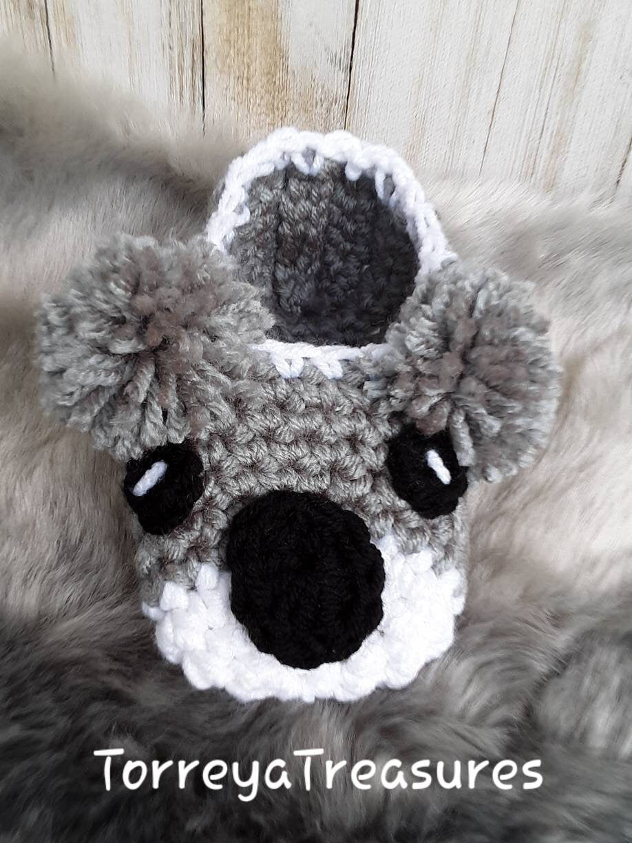 Crochet Koala Slippers Pattern, Toddler & Youth Sizes (PDF Pattern)
