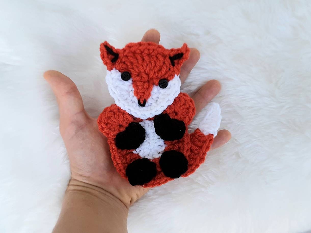 Crochet Fox Applique Pattern, Easy Beginner Woodland Animal Design (PDF Pattern)