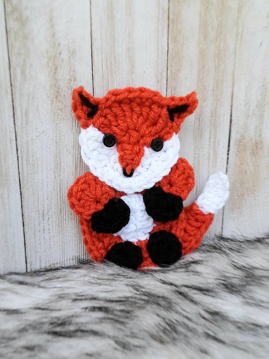 Crochet Fox Applique Pattern, Easy Beginner Woodland Animal Design (PDF Pattern)
