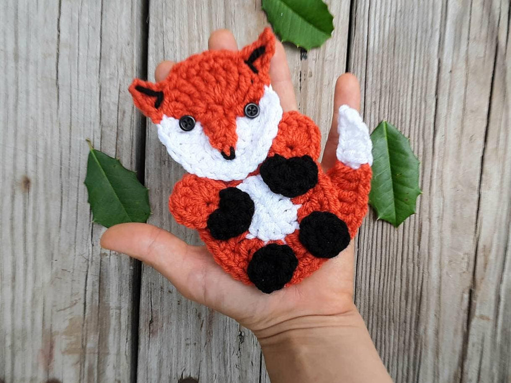 Crochet Fox Applique Pattern, Easy Beginner Woodland Animal Design (PDF Pattern)