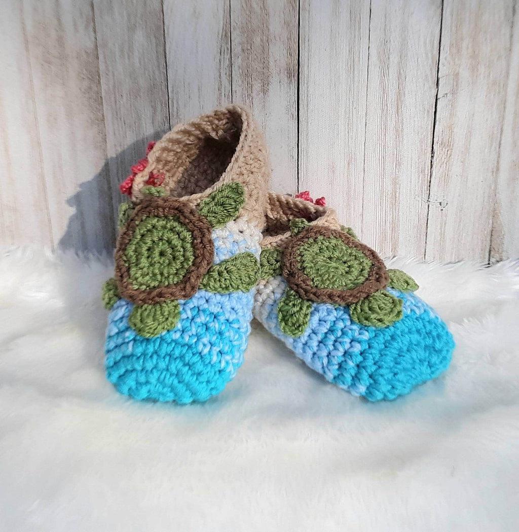 Crochet Sea Turtle Slipper Pattern, Women's Sizes (PDF Pattern)
