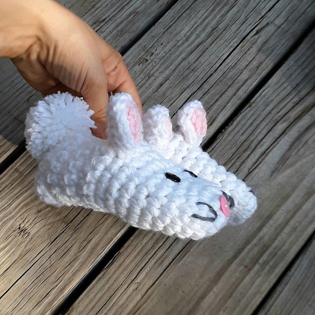 Youth Bunny Slippers Crochet Pattern, Easy Kids Crochet (PDF Pattern)