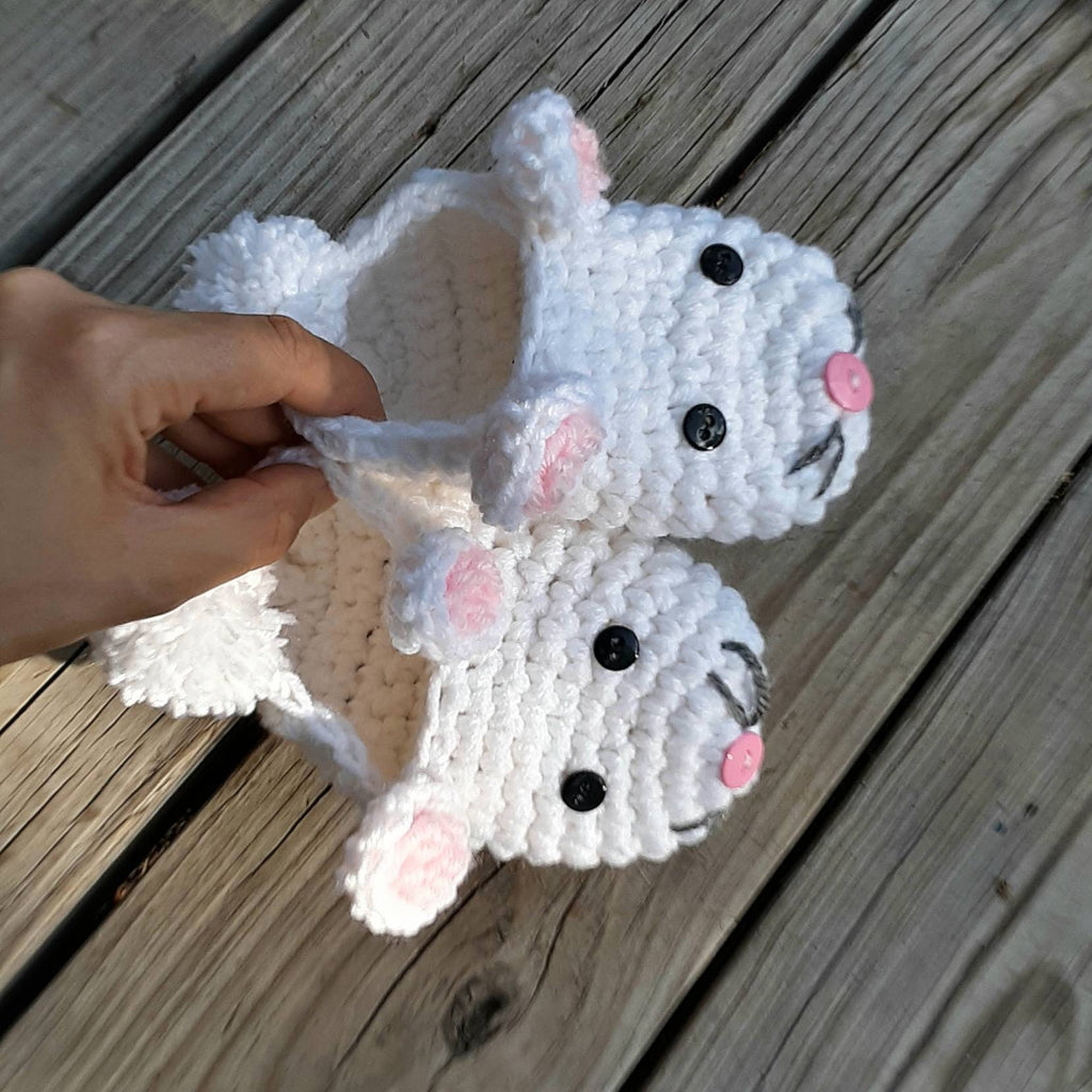 Youth Bunny Slippers Crochet Pattern, Easy Kids Crochet (PDF Pattern)