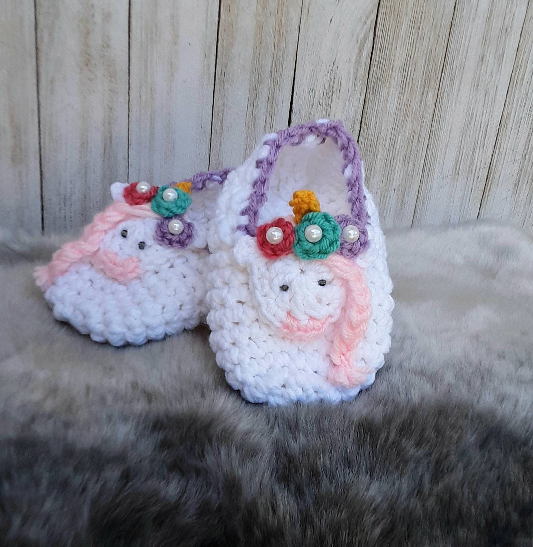Crochet Unicorn Slippers Pattern, Kids Toddler Sizes (PDF Pattern)