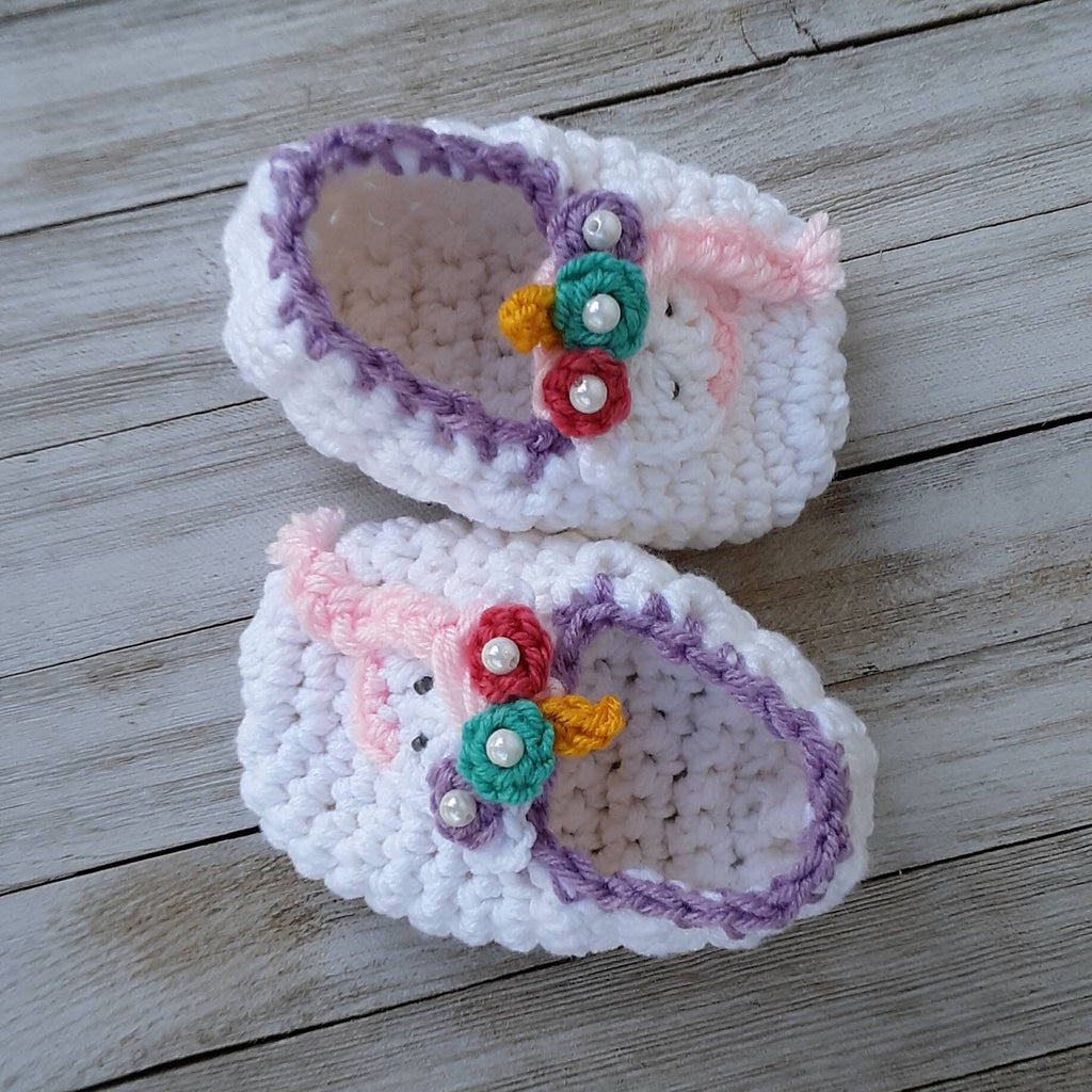 Crochet Unicorn Slippers Pattern, Kids Toddler Sizes (PDF Pattern)