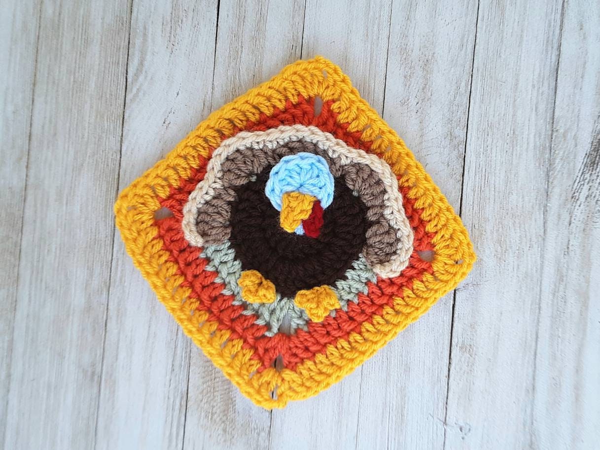 Crochet Thanksgiving Turkey Granny Square Pattern (PDF Pattern)