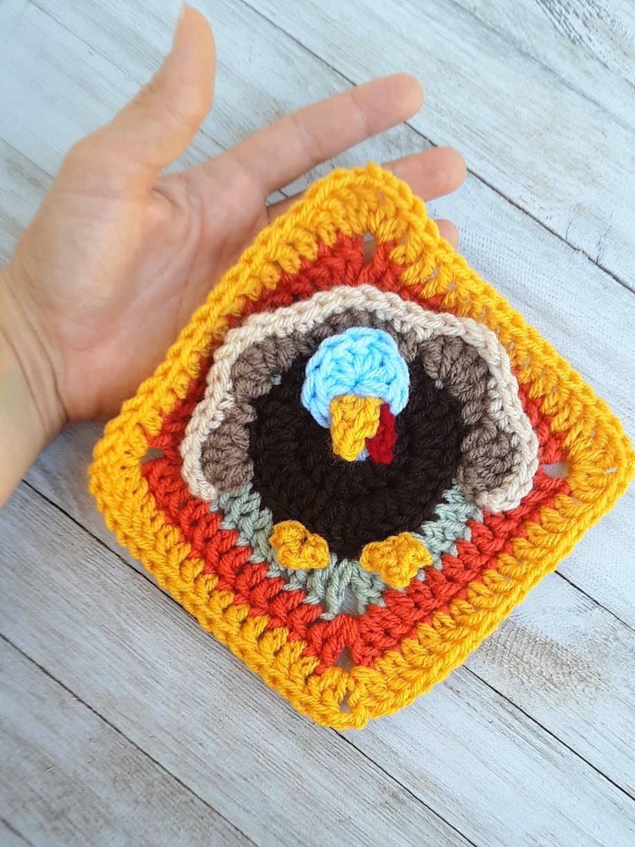 Crochet Thanksgiving Turkey Granny Square Pattern (PDF Pattern)