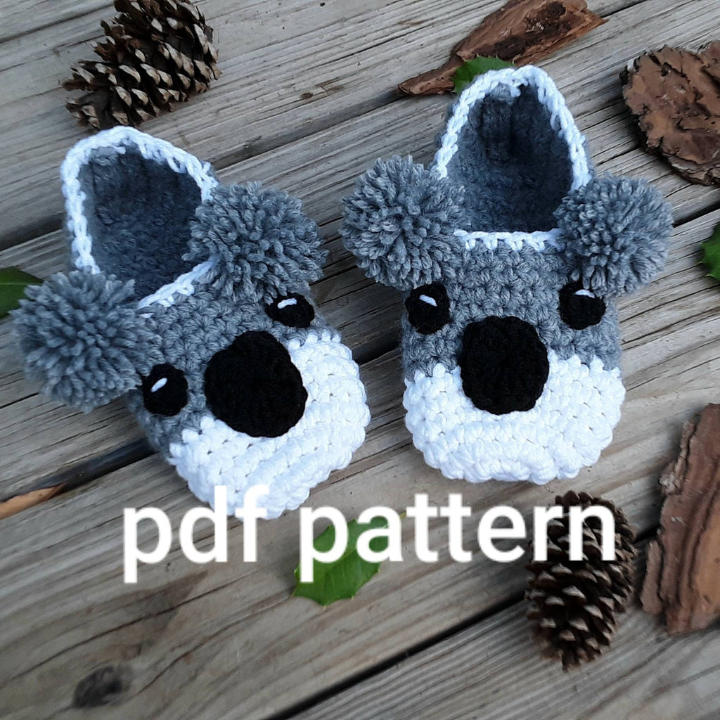 Crochet Koala Slippers Pattern, Toddler & Youth Sizes (PDF Pattern)