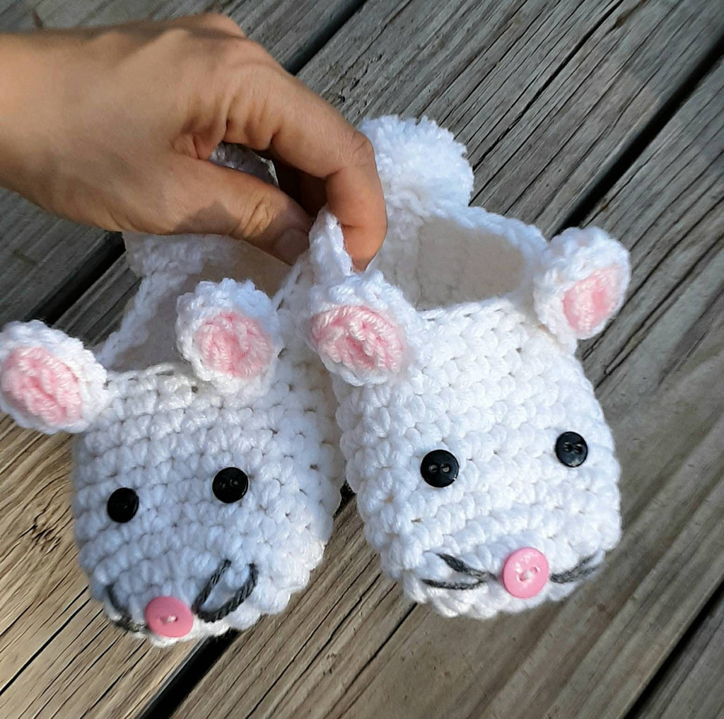 Youth Bunny Slippers Crochet Pattern, Easy Kids Crochet (PDF Pattern)