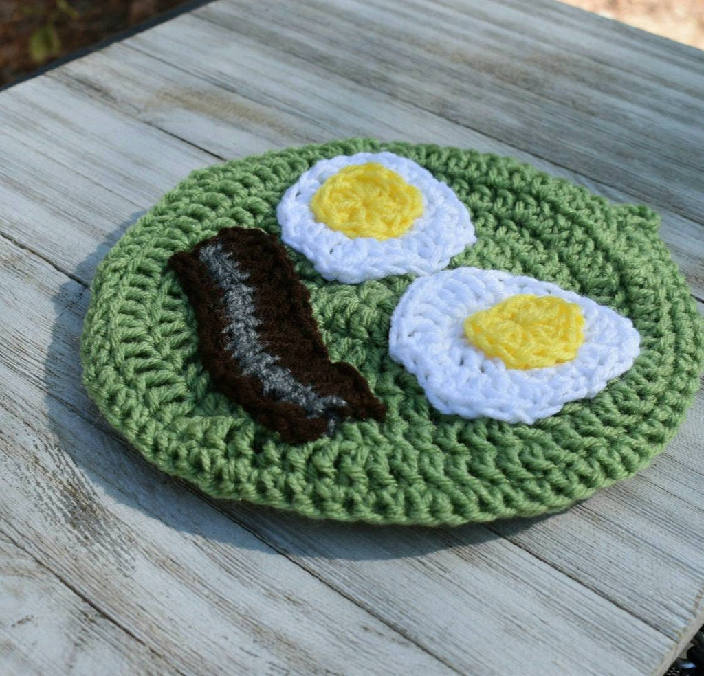 Bacon and Eggs Crochet Potholder Pattern, Funny Kitchen Decor (PDF Pattern)