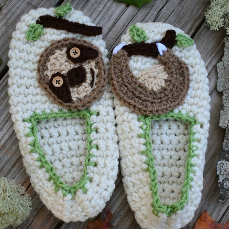 Sloth Crochet Slippers Pattern, Easy Women's Slipper (PDF Pattern)