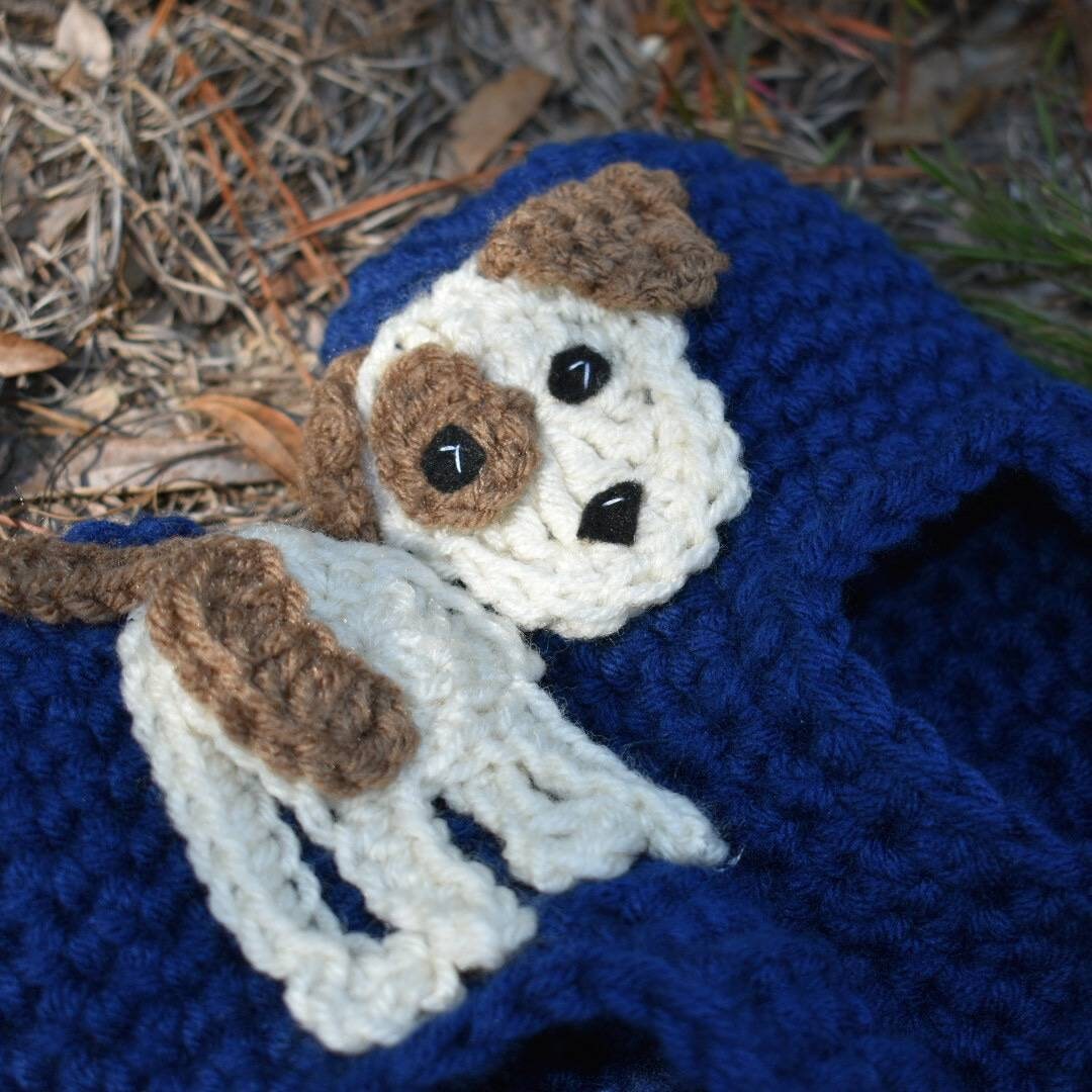 Crochet Slipper Pattern, Dog Applique, US Women Size 5-12 (PDF Pattern)